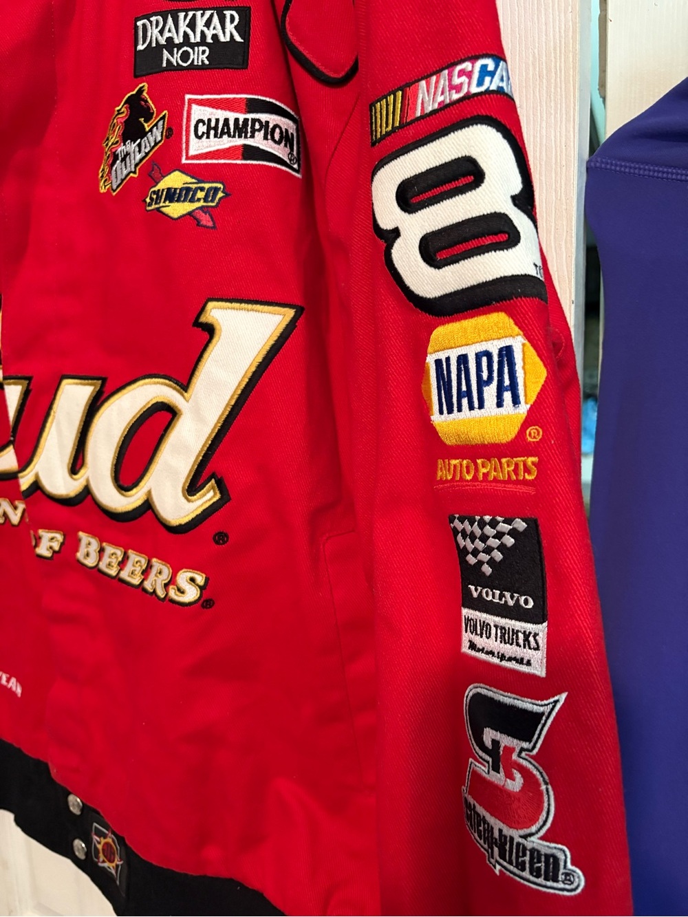 Budweiser Red Racing Patch Bomber Jacket - Picture 2 of 9
